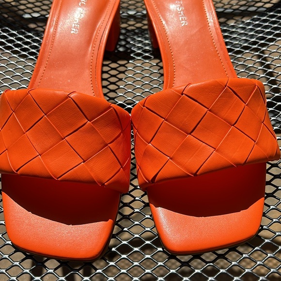 Orange basket weave slides mules - Picture 2 of 7